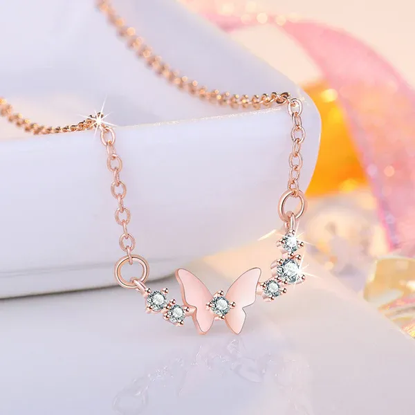 Rose_Gold_Plated_American_Diamond_Studded_Butterfly_Themed_Contemporary_Pendant