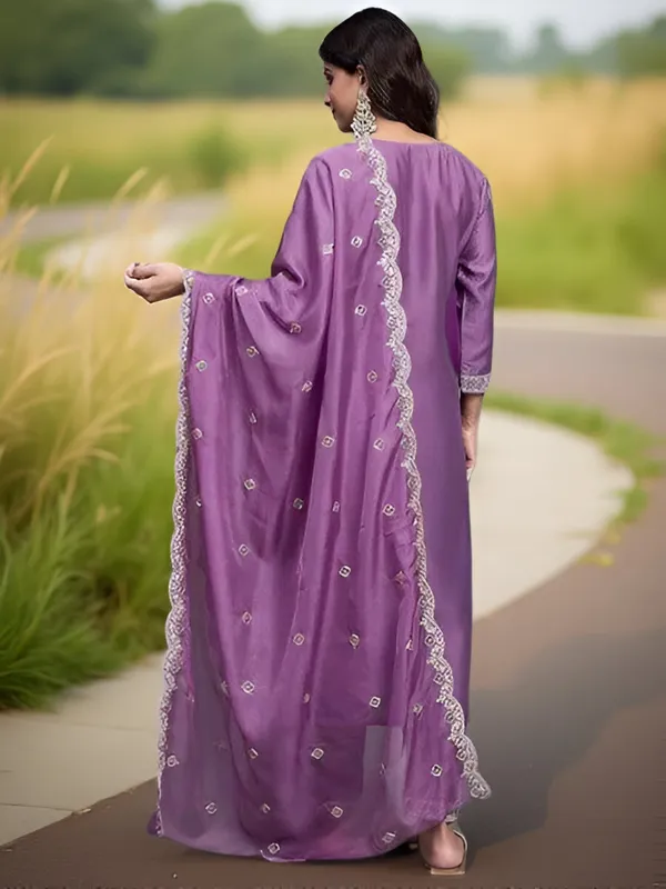 Lavender_Stitched_Kurta_And_Pant_&_Dupatta_Set_For_Women