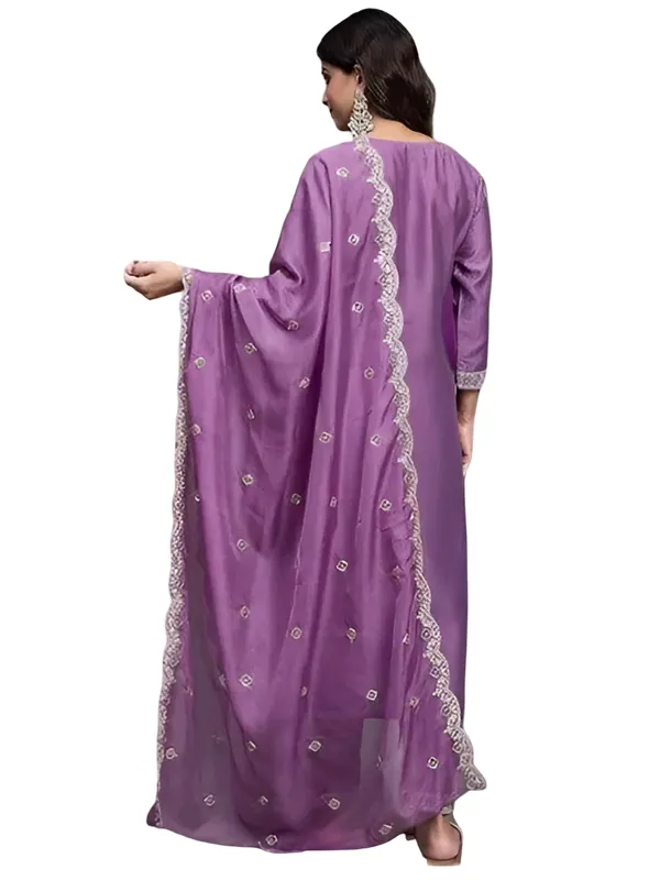 Lavender_Stitched_Kurta_And_Pant_&_Dupatta_Set_For_Women