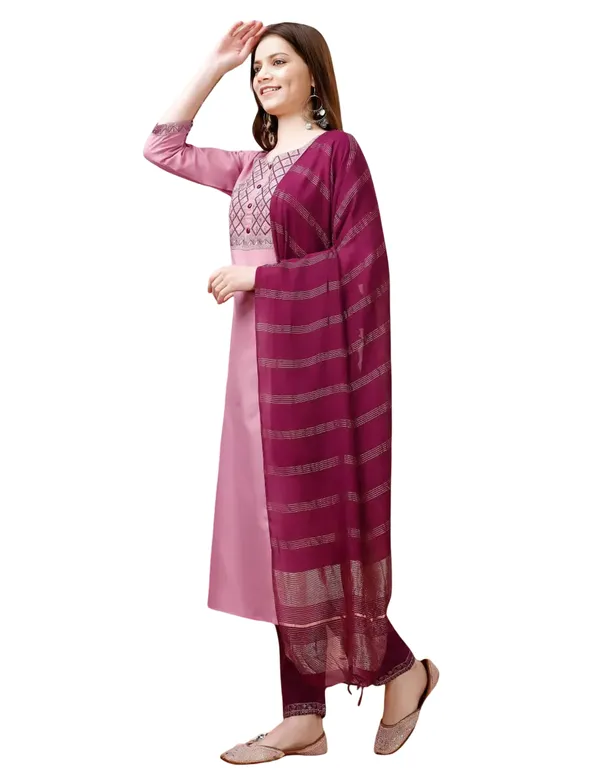 Pink_Stitched_Kurta_and_Pant_&_Dupatta_Set