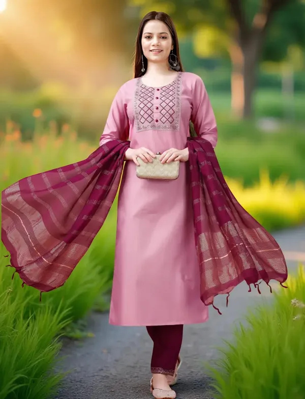 Pink_Stitched_Kurta_and_Pant_&_Dupatta_Set
