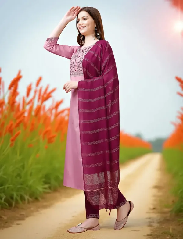 Pink_Stitched_Kurta_and_Pant_&_Dupatta_Set