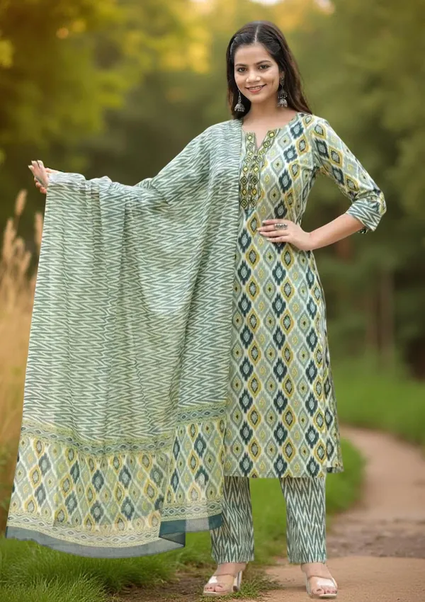 Off_White_Cotton_Printed_Salwar_Suit_Set_|_Kurta_Pant_Dupatta_Set_Stitched_For_Women