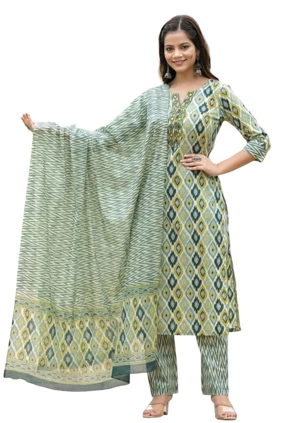 Off_White_Cotton_Printed_Salwar_Suit_Set_|_Kurta_Pant_Dupatta_Set_Stitched_For_Women