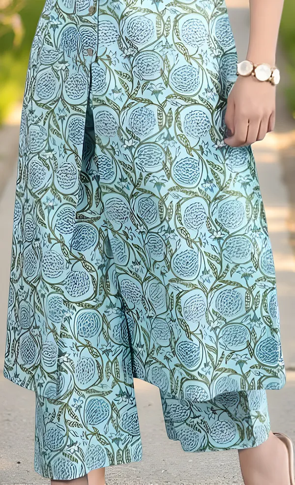 Blue_Stitched_Kurta_And_Palazzo_Set_For_Women