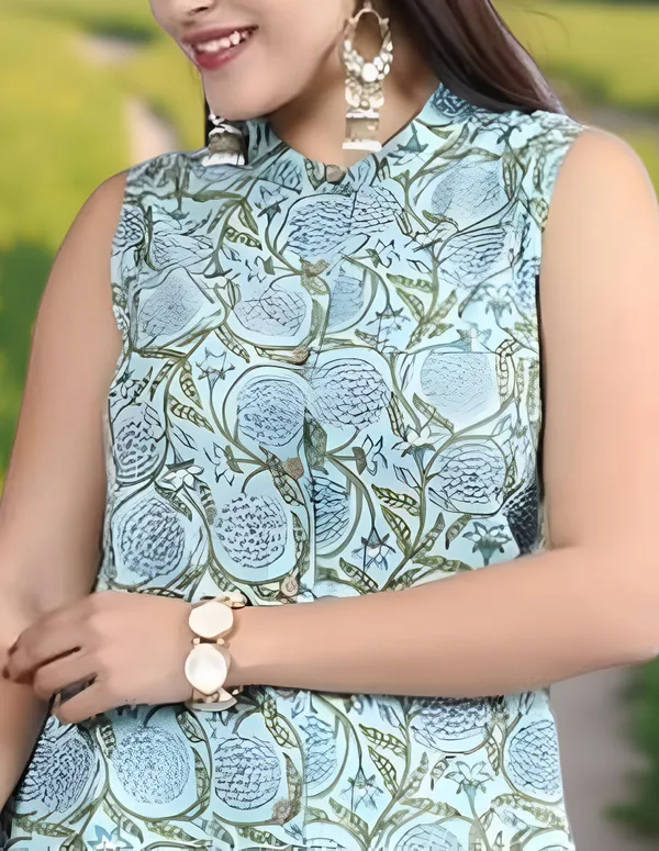Blue_Stitched_Kurta_And_Palazzo_Set_For_Women