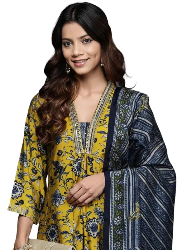 Yellow_Cotton_Printed_Salwar_Suit_Set_|_Kurta_Pant_Dupatta_Set_Stitched_For_Women