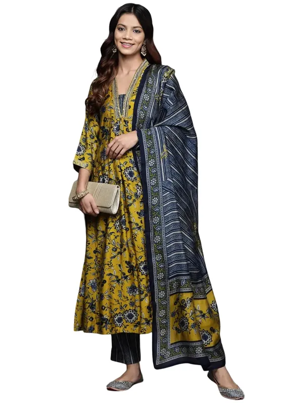 Yellow_Cotton_Printed_Salwar_Suit_Set_|_Kurta_Pant_Dupatta_Set_Stitched_For_Women