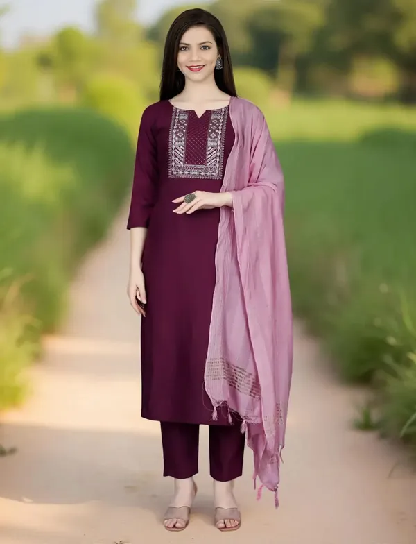 Purple_Stitched_Kurta_and_Pant_&_Dupatta_Set