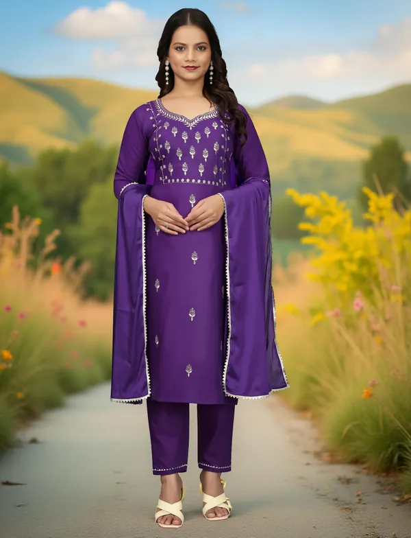 Purple_Stitched_Kurta_and_Pant_&_Dupatta_Set