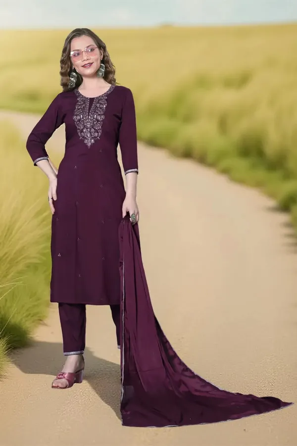 Purple_Stitched_Kurta_and_Pant_&_Dupatta_Set