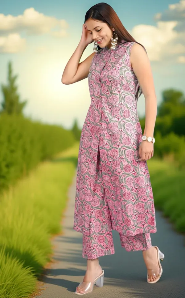 Pink_Stitched_Kurta_And_Palazzo_Set_For_Women