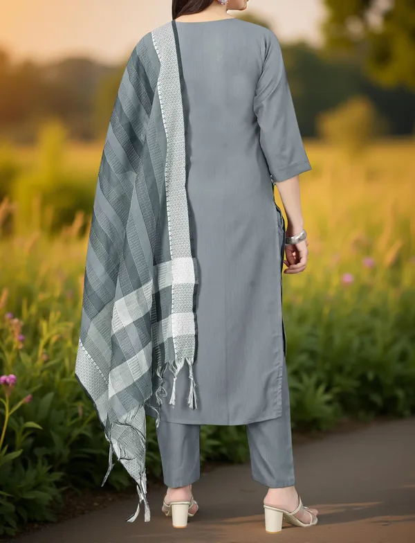 Grey_Stitched_Kurta_And_Pant_&_Dupatta_Set_For_Women