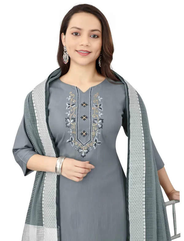 Grey_Stitched_Kurta_And_Pant_&_Dupatta_Set_For_Women