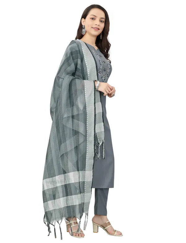 Grey_Stitched_Kurta_And_Pant_&_Dupatta_Set_For_Women