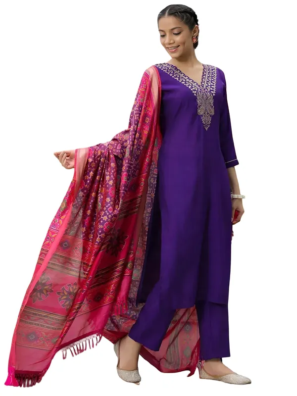 Purple_Stitched_Kurta_And_Pant_&_Dupatta_Set_For_Women