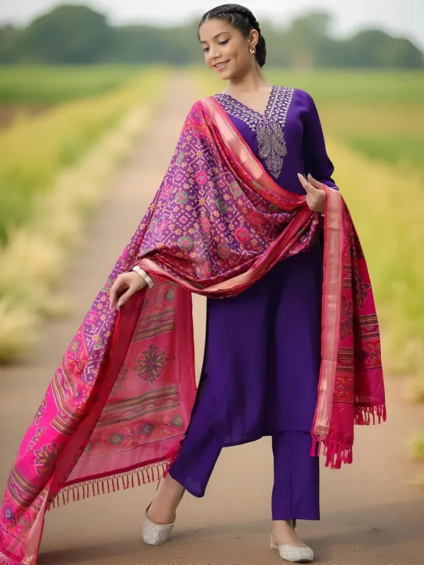 Purple_Stitched_Kurta_And_Pant_&_Dupatta_Set_For_Women