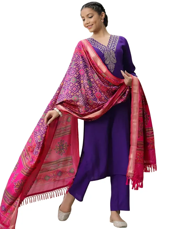 Purple_Stitched_Kurta_And_Pant_&_Dupatta_Set_For_Women