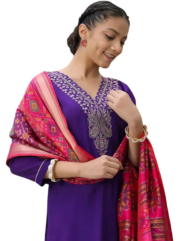 Purple_Stitched_Kurta_And_Pant_&_Dupatta_Set_For_Women