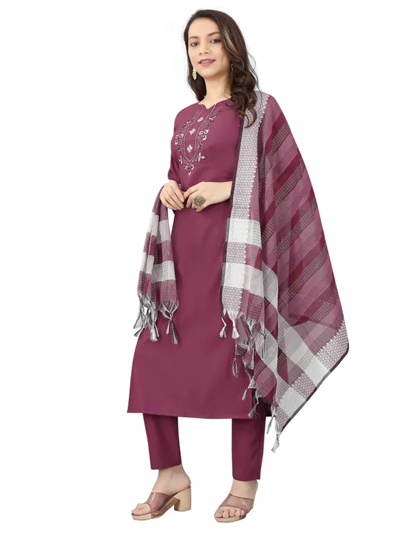 Purple_Stitched_Kurta_And_Pant_&_Dupatta_Set_For_Women