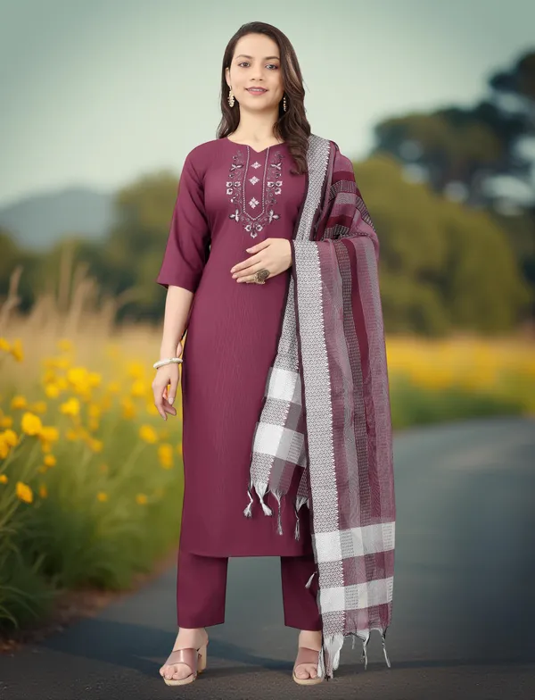 Purple_Stitched_Kurta_And_Pant_&_Dupatta_Set_For_Women