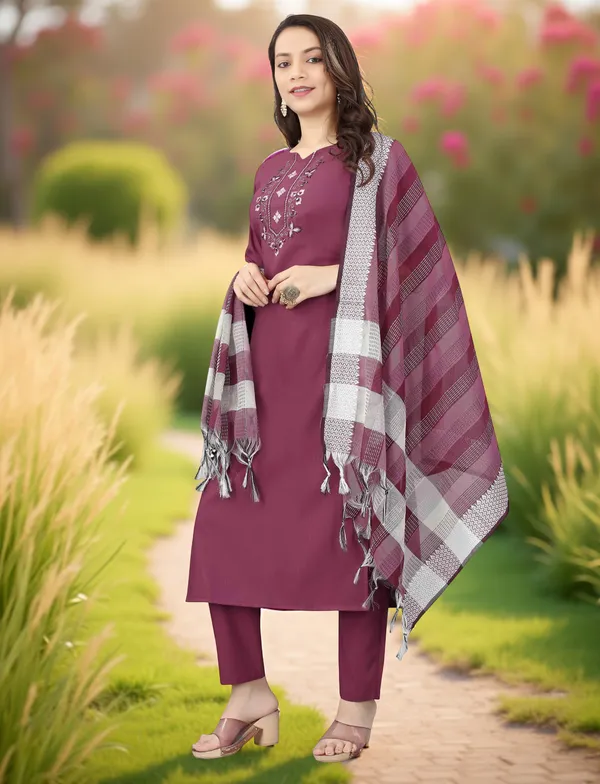 Purple_Stitched_Kurta_And_Pant_&_Dupatta_Set_For_Women