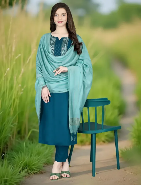 Indigo_Stitched_Kurta_and_Pant_&_Dupatta_Set