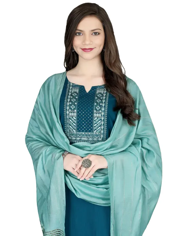 Indigo_Stitched_Kurta_and_Pant_&_Dupatta_Set