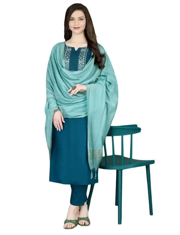 Indigo_Stitched_Kurta_and_Pant_&_Dupatta_Set