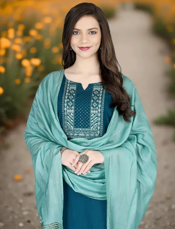 Indigo_Stitched_Kurta_and_Pant_&_Dupatta_Set