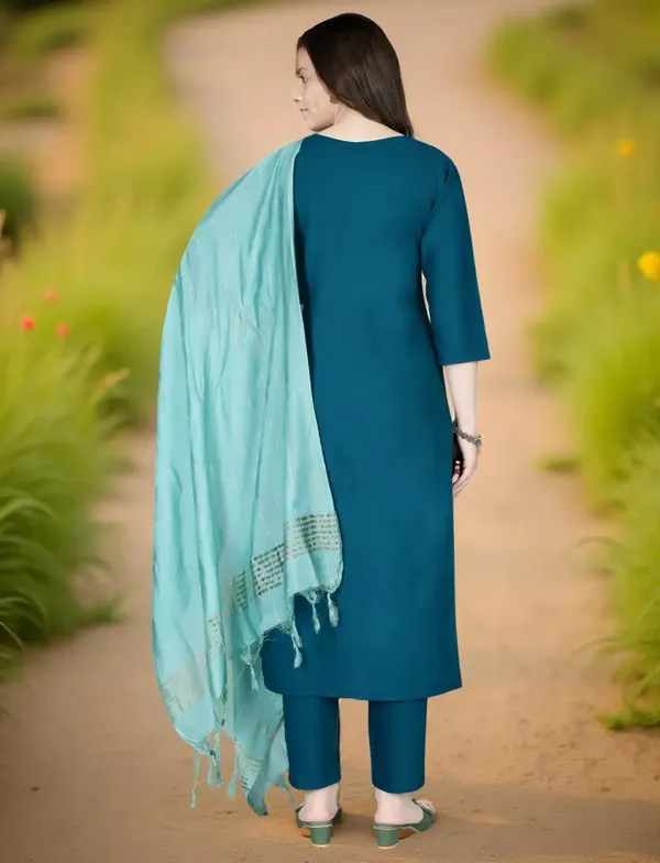 Indigo_Stitched_Kurta_and_Pant_&_Dupatta_Set