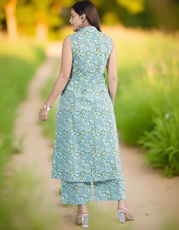 Blue_Stitched_Kurta_And_Palazzo_Set_For_Women