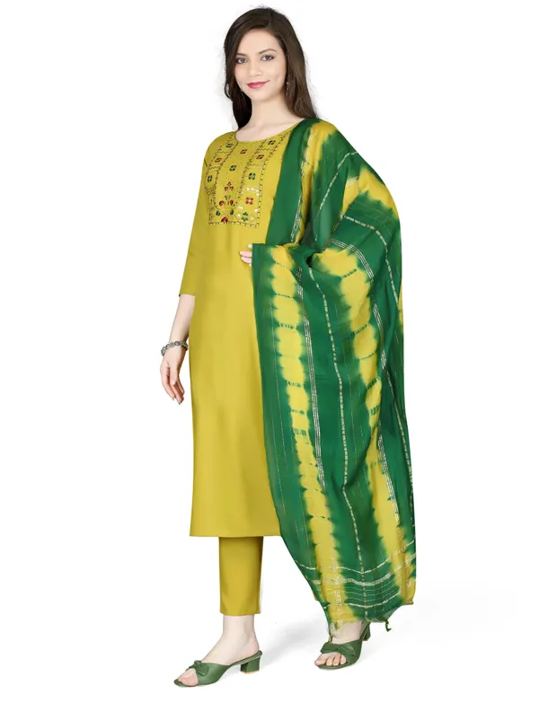 Yellow_Stitched_Kurta_and_Pant_&_Dupatta_Set