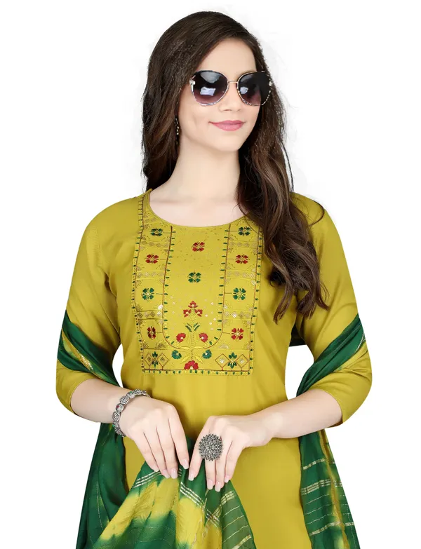 Yellow_Stitched_Kurta_and_Pant_&_Dupatta_Set