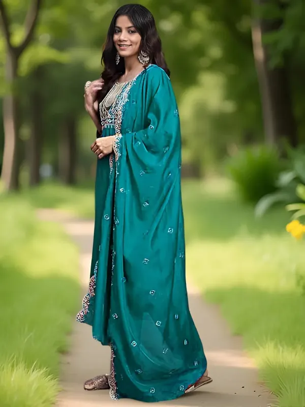 Green_Stitched_Kurta_and_Pant_&_Dupatta_Set