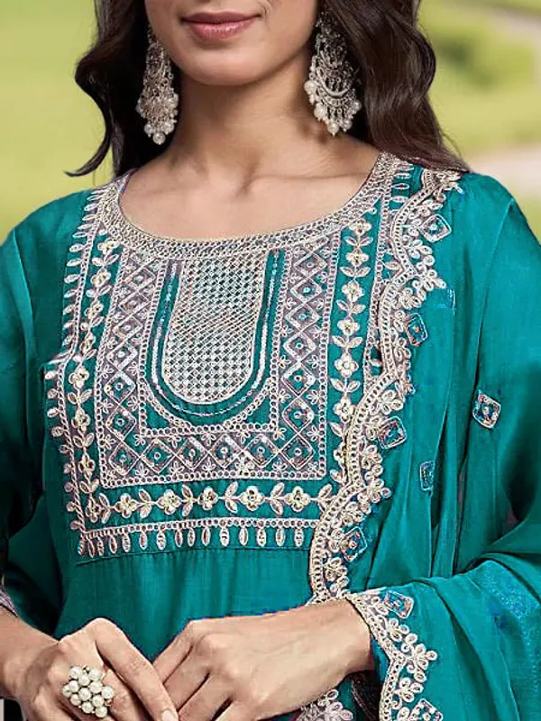 Green_Stitched_Kurta_and_Pant_&_Dupatta_Set