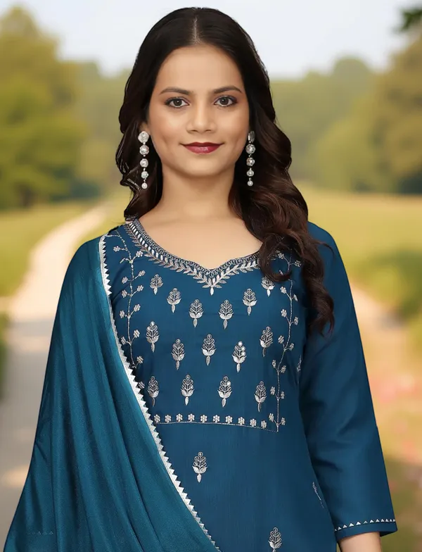 Indigo_Stitched_Kurta_and_Pant_&_Dupatta_Set