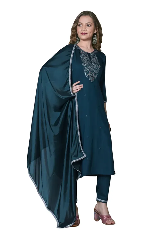 Indigo_Stitched_Kurta_and_Pant_&_Dupatta_Set
