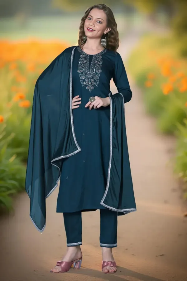 Indigo_Stitched_Kurta_and_Pant_&_Dupatta_Set