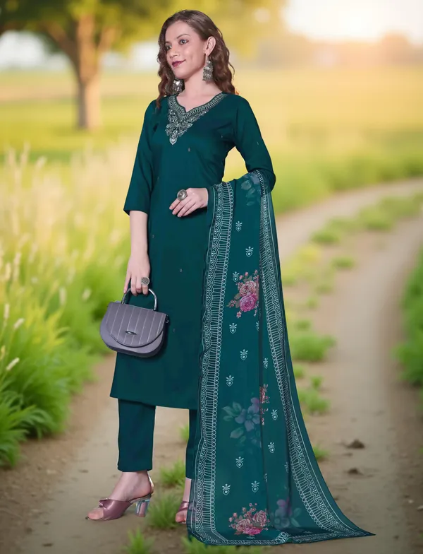 Lavender_Stitched_Kurta_And_Pant_&_Dupatta_Set_For_Women