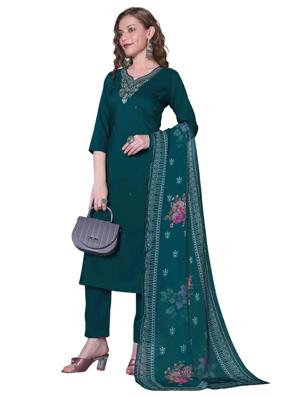 Lavender_Stitched_Kurta_And_Pant_&_Dupatta_Set_For_Women