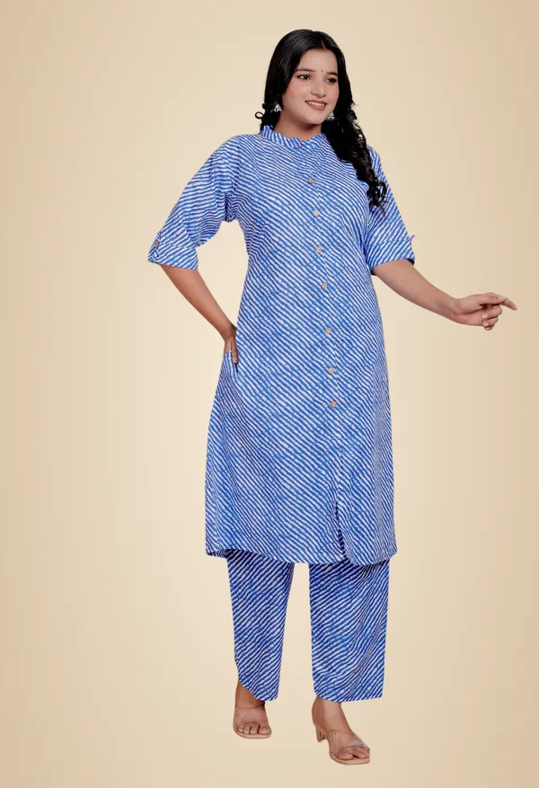 Purple_blue_Cotton_Casual_A-Line_Kurti_Pant_For_Women