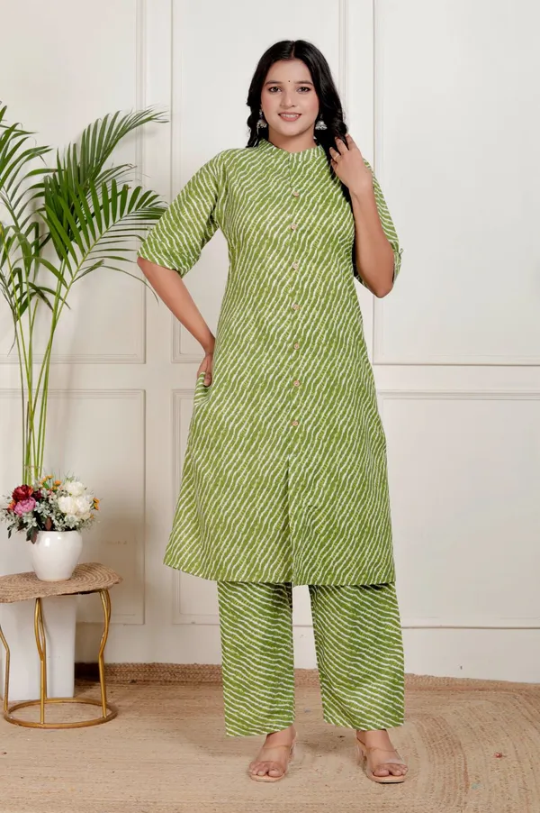 Light_Green_Cotton_Casual_A-Line_Kurti_Pant_For_Women