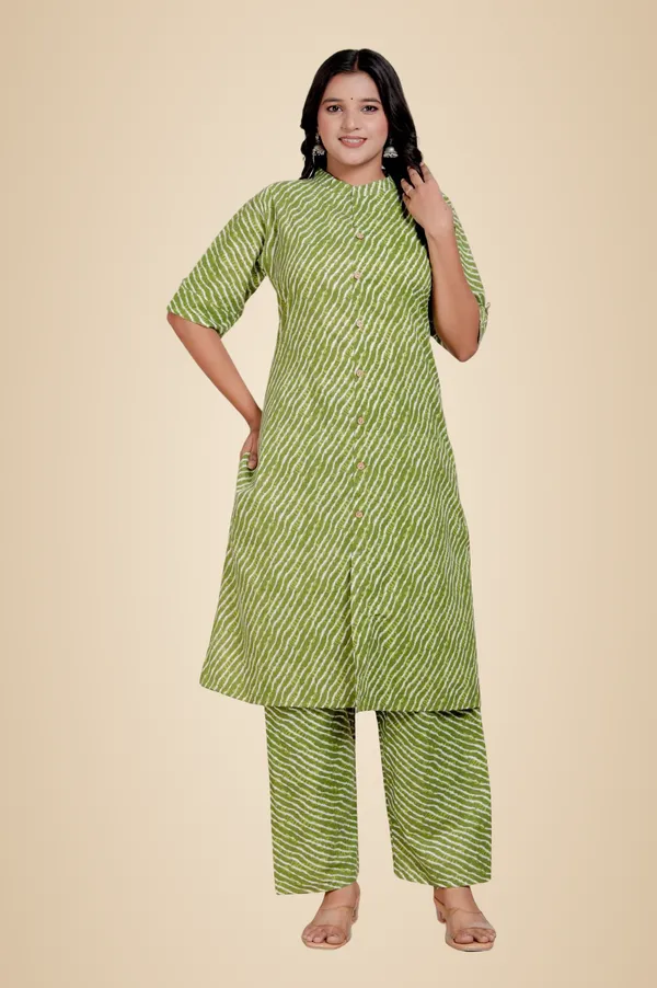 Light_Green_Cotton_Casual_A-Line_Kurti_Pant_For_Women