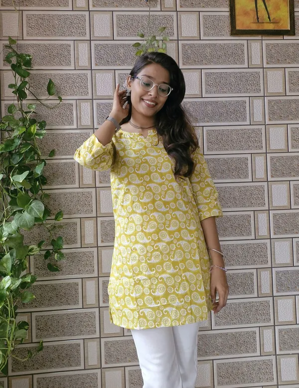 Mustard_Cotton_Casual_Short_Top_For_Women