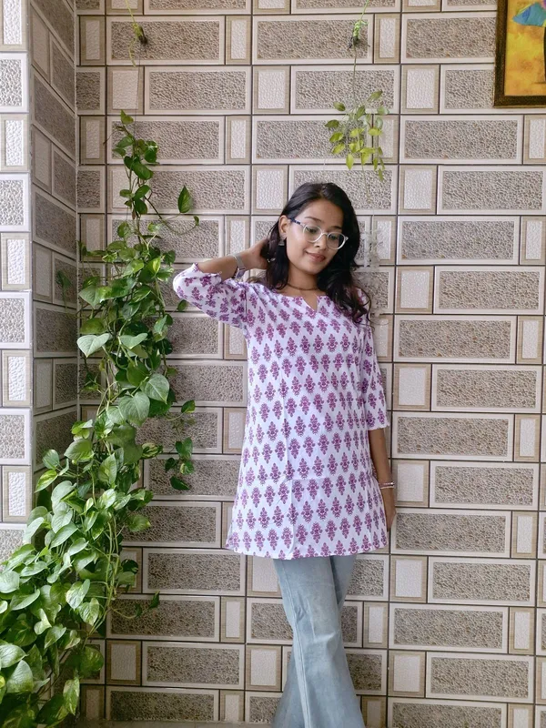 Purple_Cotton_Casual_Short_Top_For_Women