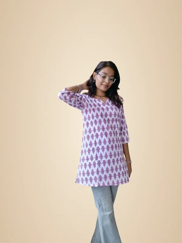 Purple_Cotton_Casual_Short_Top_For_Women