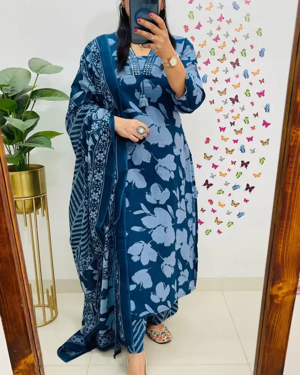 Blue_Cotton_Casual_Kurti_Pant_Dupatta_Set_For_Women