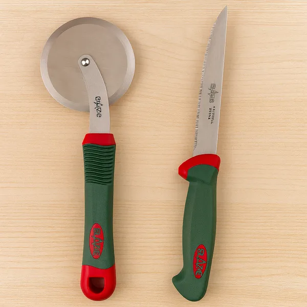 Silver_&_Green_Premium_Pizza_Pastry_Cutter_&_Steak_Knife_Combo_Set_(Pack_Of_2)