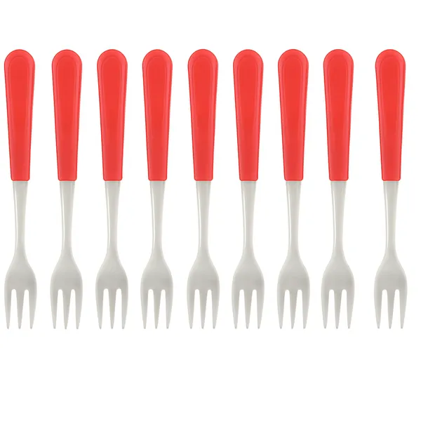 Red_&_Silver_Premium_Stainless_Steel_Fruit_Fork_10_Pcs_Set
